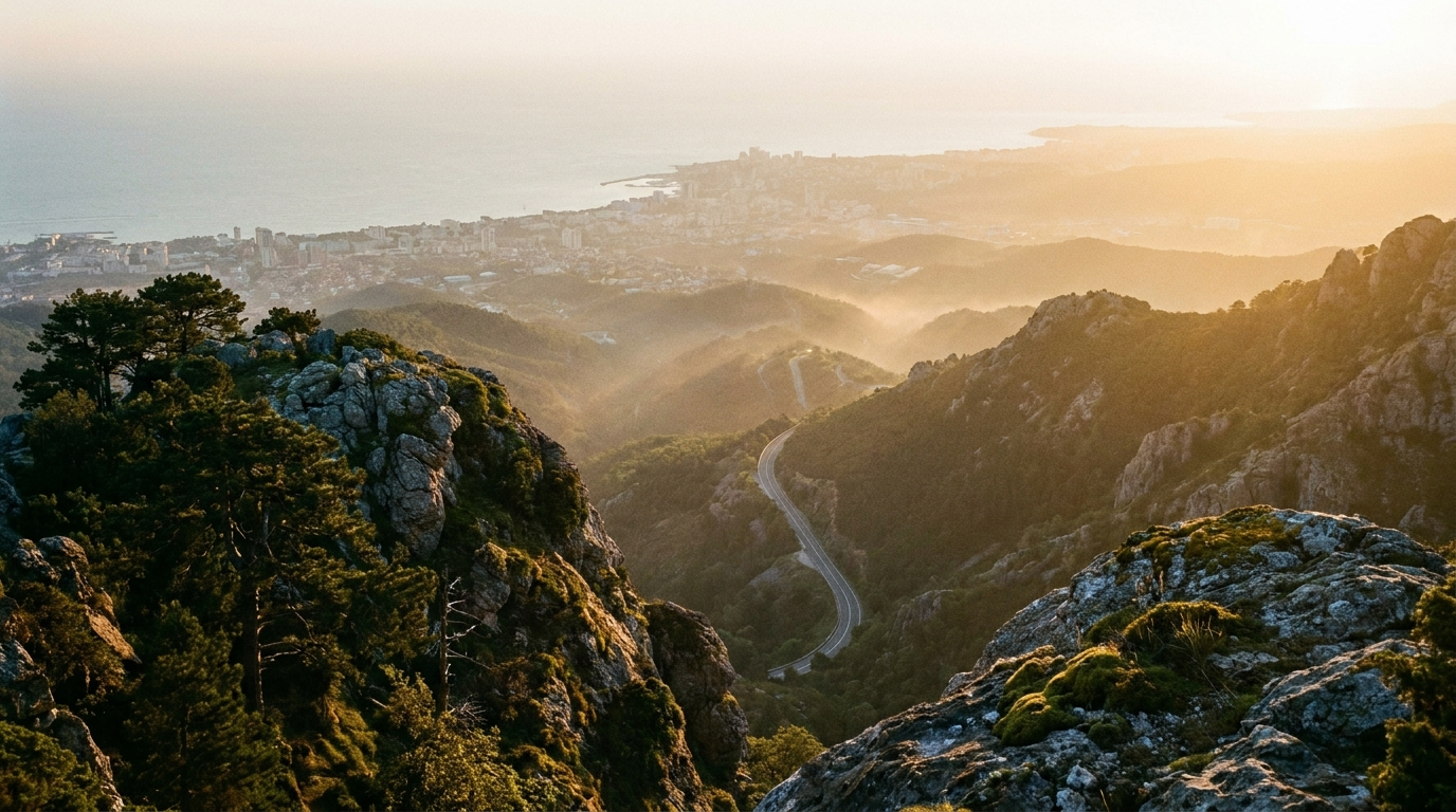 Mountain summit landscape at dawn